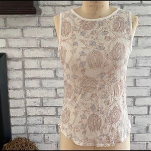 LOFT Embroidered Sleeveless Tank, XS